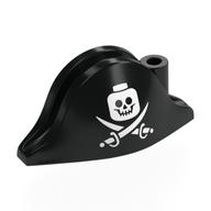 Chapeau pirate bicorne (amiral) avec croix et os, motif imprimé crâne figurine (Hat Pirate Bicorne (Admiral) with Cross & Bones, Minifig Skull Print)