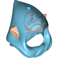 Combo d'oreilles elfe capuche et nougat clair avec trou sur le dessus avec motif imprimé tribal elfes argent (Hood and Light Nougat Elf Ears Combo with Hole on Top with Silver Elves Tribal Print)
