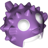 Visuel indicatif Rebrickable de Casque puffer poisson avec des pointes et des nageoires, visière transparente transparent, motif yeux blancs (Helmet Puffer Fish with Spikes and Fins, Trans Clear Visor, White Eyes Pattern)