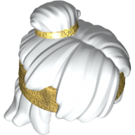 Cheveux mi-longs ébouriffé, haut noeud chignon avec perle bande d'or et bandeau (Hair Mid-Length Tousled, Top Knot Bun with Pearl Gold Band and Headband)