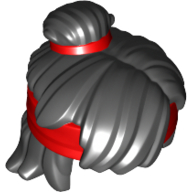 Visuel indicatif Rebrickable de Cheveux mi-longs, noeud Bun avec bande rouge et bandeau (Hair Mid-Length Tousled, Top Knot Bun with Red Band and Headband)