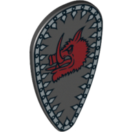 Visuel indicatif Rebrickable de Bouclier ovoïde avec tête de sanglier et motif imprimé bord argenté (Shield Ovoid with Boar Head and Silver Border Print)