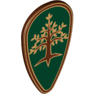 Visuel indicatif Rebrickable de Bouclier ovoïde avec arbre avec feuilles d'or motif imprimé (Shield Ovoid with Tree with Gold Leaves Print)