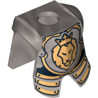 Pectoral d'armure de vêtements de cou minifigurine avec la protection de jambe, et motif imprimé de tête de lion (Minifig Neckwear Armor Breastplate with Leg Protection, and Lion Head Print)