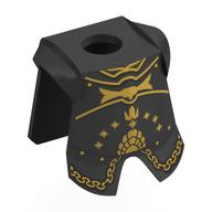 Pectoral armure minifigurine cravate avec protection des jambes, or décorations motif imprimé (Minifig Neckwear Armor Breastplate with Leg Protection, Gold Decorations Print)