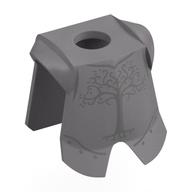 Pectoral armure minifigurine avec protection des jambes, motif imprimé arbre argent foncé (Minifig Neckwear Armor Breastplate with Leg Protection, Dark Silver Tree Print)