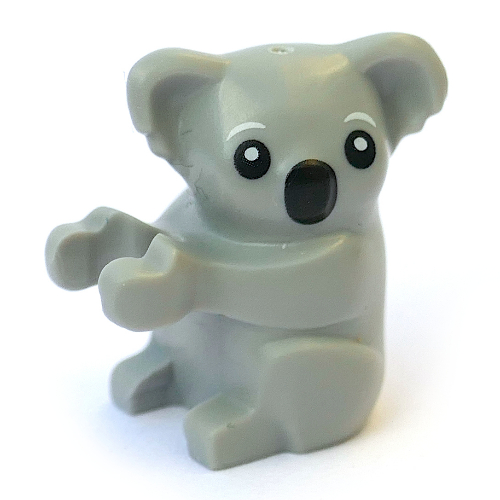 Visuel indicatif Rebrickable de Animal, Koala aux yeux noirs, Nez, motif imprimé pupilles blanches (Animal, Koala with Black Eyes, Nose, White Pupils Print)