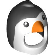 Costume / Masque, Pingouin oiseau avec visage blanc, yeux noirs et bec orange motif imprimé (Costume / Mask, Bird Penguin with White Face, Black Eyes and Orange Beak Print)