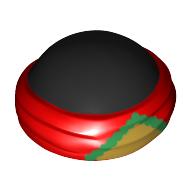 Tête chauve avec motif imprimé bandana rouge et Triangle vert (Bald Head with Red Bandana and Green Triangle Print)