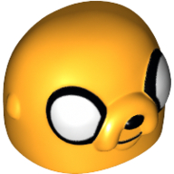 Tête de minifigurine Visage de chien spécial avec de grands yeux noirs (Jake le chien) (Minifig Head Special, Dog Face with Large Black Outlined Eyes (Jake the Dog))
