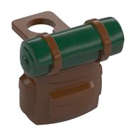 Minifigurine sac à dos avec bedroll vert foncé motif imprimé (Minifig Neckwear Backpack with Bedroll Dark Green Print)