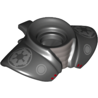 Épaulettes d'armure minifigurine arrondi avec protection du cou et attache sur le dos avec logo impérial sw argent motif imprimé (Minifig Neckwear Armor Shoulder Pads Rounded with Neck Protection and Clip on Back with Silver SW Imperial Logo Print)