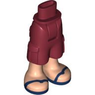 Mini-poupée bassin et pantalon cargo avec jambes de nougat clair et sandales bleu foncé motif imprimé (Minidoll Hips and Cargo Pants with Light Nougat Legs and Dark Blue Sandals Print)