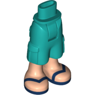 Visuel indicatif Rebrickable de Mini-poupée bassin et pantalon cargo avec jambes de nougat clair et sandales bleu foncé motif imprimé (Minidoll Hips and Cargo Pants with Light Nougat Legs and Dark Blue Sandals Print)