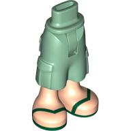 Visuel indicatif Rebrickable de Mini-poupée bassin et pantalon cargo avec jambes de nougat clair et sandales vert foncé motif imprimé (Minidoll Hips and Cargo Pants with Light Nougat Legs and Dark Green Sandals Print)