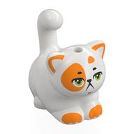 Visuel indicatif Rebrickable de Animal, chat, joufflu avec des taches orange, yeux vert olive, motif imprimé grincheux (churro) (Animal, Cat, Chubby with Orange Spots, Olive Green Eyes, Grumpy Print (Churro))
