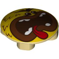 Visuel indicatif Rebrickable de Plaque ronde 2 x 2 avec fond arrondi avec visage avec langue rouge, motif imprimé Fourrure brun rougeâtre (Plate Round 2 x 2 with Rounded Bottom with Face with Red Tongue, Reddish Brown Fur Print)