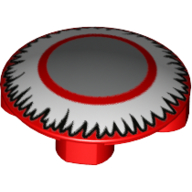 Visuel indicatif Rebrickable de Plaque ronde 2 x 2 avec fond arrondi avec cercle gris bleuté clair, cercle rouge, volants blancs (Plate Round 2 x 2 with Rounded Bottom with Light Bluish Grey Circle, Red Circle, White Ruffles)