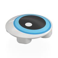 Visuel indicatif Rebrickable de Plaque ronde 2 x 2 avec fond arrondi avec œil, pupille azur foncé/azur moyen, motif imprimé iris noir (Plate Round 2 x 2 with Rounded Bottom with Eye, Dark Azure/Medium Azure Pupil, Black Iris Print)