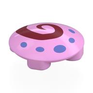 Plaque ronde 2 x 2 avec fond arrondi avec points de lavande moyens, motif imprimé rouge foncé (Plate Round 2 x 2 with Rounded Bottom with Medium Lavender Dots, Dark Red Swirl Print)