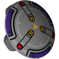 Visuel indicatif Rebrickable de Plaque ronde 2 x 2 avec fond arrondi avec lavande moyen, rouge, orange vif Motif imprimé mécanique (Plate Round 2 x 2 with Rounded Bottom with Medium Lavender, Red, Bright Orange Mechanical Print)