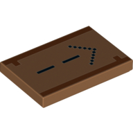 Visuel indicatif Rebrickable de Tuile 2 x 3 avec flèche de style Minecraft noir centré, lignes marron foncé avec motif imprimé carré pixel unique (Tile 2 x 3 with Centered Black Minecraft Style Arrow, Dark Brown Lines with Single Pixel Square Print)
