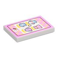 Visuel indicatif Rebrickable de Tuile 2 x 3 avec signe rose vif, motif imprimé vêtements (Tile 2 x 3 with Bright Pink Sign, Clothing Print)