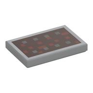 Visuel indicatif Rebrickable de Tuile 2 x 3 avec 8 carrés argentés et carrés brun rougeâtre sur fond brun foncé motif imprimé (Tile 2 x 3 with 8 Silver Squares and Reddish Brown Squares on Dark Brown Background Print)