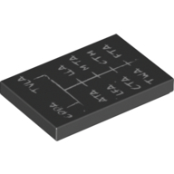 Visuel indicatif Rebrickable de Tuile 2 x 3 avec motif imprimé blanc 'CDDA TLVA ATA LLA LFA MTA CTA CTM TWA FTA' (Tile 2 x 3 with White 'CDDA TLVA ATA LLA LFA MTA CTA CTM TWA FTA' Print)