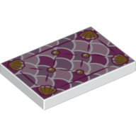 Visuel indicatif Rebrickable de Tuile 2 x 3 avec coussin, coquillages, rose, violet cercle imprimé (Tile 2 x 3 with Cushion, Sea Shells, Pink, Purple Circles Print)