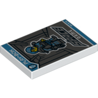 Visuel indicatif Rebrickable de Tuile 2 x 3 avec soldat de jeu vidéo, 'Play-Box' et 'Space Game' motif imprimé (Tile 2 x 3 with Video Game Soldier, 'Play-Box', and 'Space Game' Print)