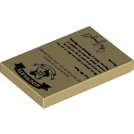 Visuel indicatif Rebrickable de Tuile 2 x 3 avec motif lettre de Poudlard (Tile 2 x 3 with Hogwarts Letter Print)