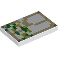 Tuile 2 x 3 avec motif imprimé vert pixelisé, beige et carrés jaunes (Tile 2 x 3 with Pixelated Green, Tan, and Yellow Squares Print)