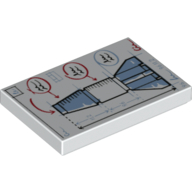 Visuel indicatif Rebrickable de Tuile 2 x 3 avec motif imprimé fusée (Tile 2 x 3 with Rocket Blueprint Print)