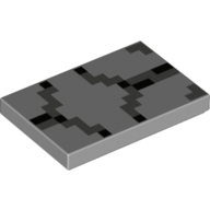 Visuel indicatif Rebrickable de Tuile 2 x 3 avec motif imprimé pixelisé gris bleuté foncé et carrés noirs (Tile 2 x 3 with Pixelated Dark Bluish Gray and Black Squares Print)