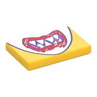 Carreau 2 x 3 avec la bouche avec des dents pointues et rouge 'Scribbled' lèvres motif imprimé (Tile 2 x 3 with Mouth with Sharp Teeth and Red 'Scribbled' Lips Print)