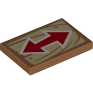 Visuel indicatif Rebrickable de Tuile 2 x 3 avec double flèche sur fond en bois motif imprimé (Tile 2 x 3 with Double Ended Arrow on Wooden Background Print)