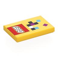 Visuel indicatif Rebrickable de Tuile 2 x 3 avec le logo LEGO, noir/magenta/blanc/moyen (Tile 2 x 3 with LEGO Logo, Black/Magenta/White/Medium Azure Squares Print)