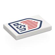 Visuel indicatif Rebrickable de Tuile 2 x 3 avec Bouclier Bleu Foncé, 'USA', Motif imprimé rayures rouges (Tile 2 x 3 with Dark Blue Shield, 'USA', Red Stripes Print)