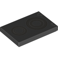Visuel indicatif Rebrickable de Tuile 2 x 3 avec Cuisinière / Cuisinière Plaques de cuisson motif imprimé (Tile 2 x 3 with Stove Top / Cooker Hob Rings Print)