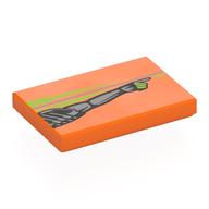 Visuel indicatif Rebrickable de Carreau 2 x 3 avec bras robotisé, pointage, main de vert citron, stries motif imprimé (Tile 2 x 3 with Robotic Arm, Pointing, Lime Hand, Streaks Print)