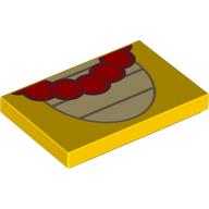 Tuile 2 x 3 avec Lei rouge, bandes beige en motif imprimé ovale (Estomac Koopa) (Tile 2 x 3 with Red Lei, Tan Stripes in Oval Print (Koopa Stomach))