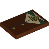 Visuel indicatif Rebrickable de Tuile 2 x 3 avec gilet, chemise beige foncé, motif imprimé manteau vert (Tile 2 x 3 with Vest, Dark Tan Shirt, Green Cloak Print)