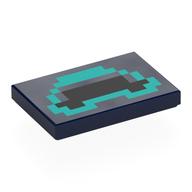 Tuile 2 x 3 avec motif imprimé noir / turquoise foncé pixélisé (Tile 2 x 3 with Pixelated Black/Dark Turquoise Shapes Print)