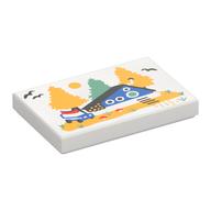 Visuel indicatif Rebrickable de Tuile 2 x 3 avec peinture de cabine, arbres, oiseaux, motif imprimé voiture (Tile 2 x 3 with Painting of Cabin, Trees, Birds, Car Print)