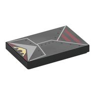 Visuel indicatif Rebrickable de Tuile 2 x 3 avec veste noire, rayures rouge foncé (Tile 2 x 3 with Black Jacket, Dark Red Stripes Shirt Print)