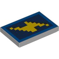 Visuel indicatif Rebrickable de Tuile 2 x 3 avec éclair jaune pixelisé sur fond bleu foncé motif imprimé (Tile 2 x 3 with Pixelated Yellow Lightning Bolt on Dark Blue Background Print)