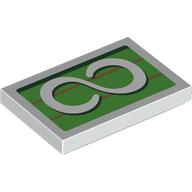 Visuel indicatif Rebrickable de Tuile 2 x 3 avec '8' symbole de l'infini sur fond vert motif imprimé (Tile 2 x 3 with '8' Infinity Symbol on Green Background Print)