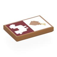 Visuel indicatif Rebrickable de Tuile 2 x 3 avec poulet blanc pixelisé sur fond rouge foncé, motif imprimé patte de poulet (Tile 2 x 3 with Pixelated White Chicken on Dark Red Background, Chicken Leg Print)