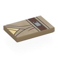 Visuel indicatif Rebrickable de Tuile 2 x 3 avec robe jedi beige foncé, chemise beige, ceinture marron foncé motif imprimé (Tile 2 x 3 with Dark Tan Jedi robes, Tan Shirt, Dark Brown Belt Print)